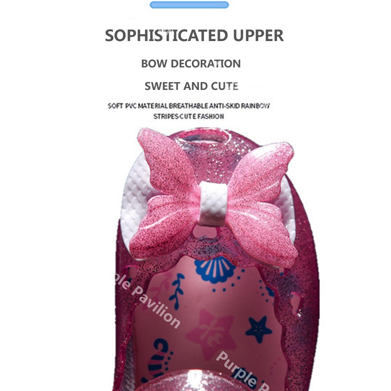 ✿Hàng Có Sẵn✿ Giày Búp Bê Nhựa Mềm Đính Nơ Có Đèn LED Dễ Thương Cho Bé Gái