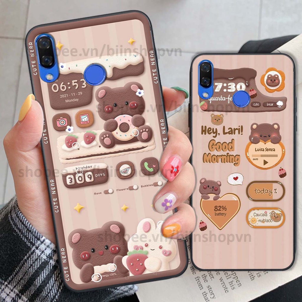 Ốp Huawei Nova 3 / Nova 3i in 3D icon gấu nổi siêu xinh, siêu đáng yêu, cá tính phong cách
