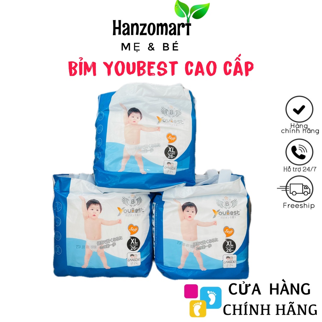 Bỉm / tã quần Yubest  Angle / Yubest Night / Youbest Soft M90/L84/XL78/XXL72, S102/M96