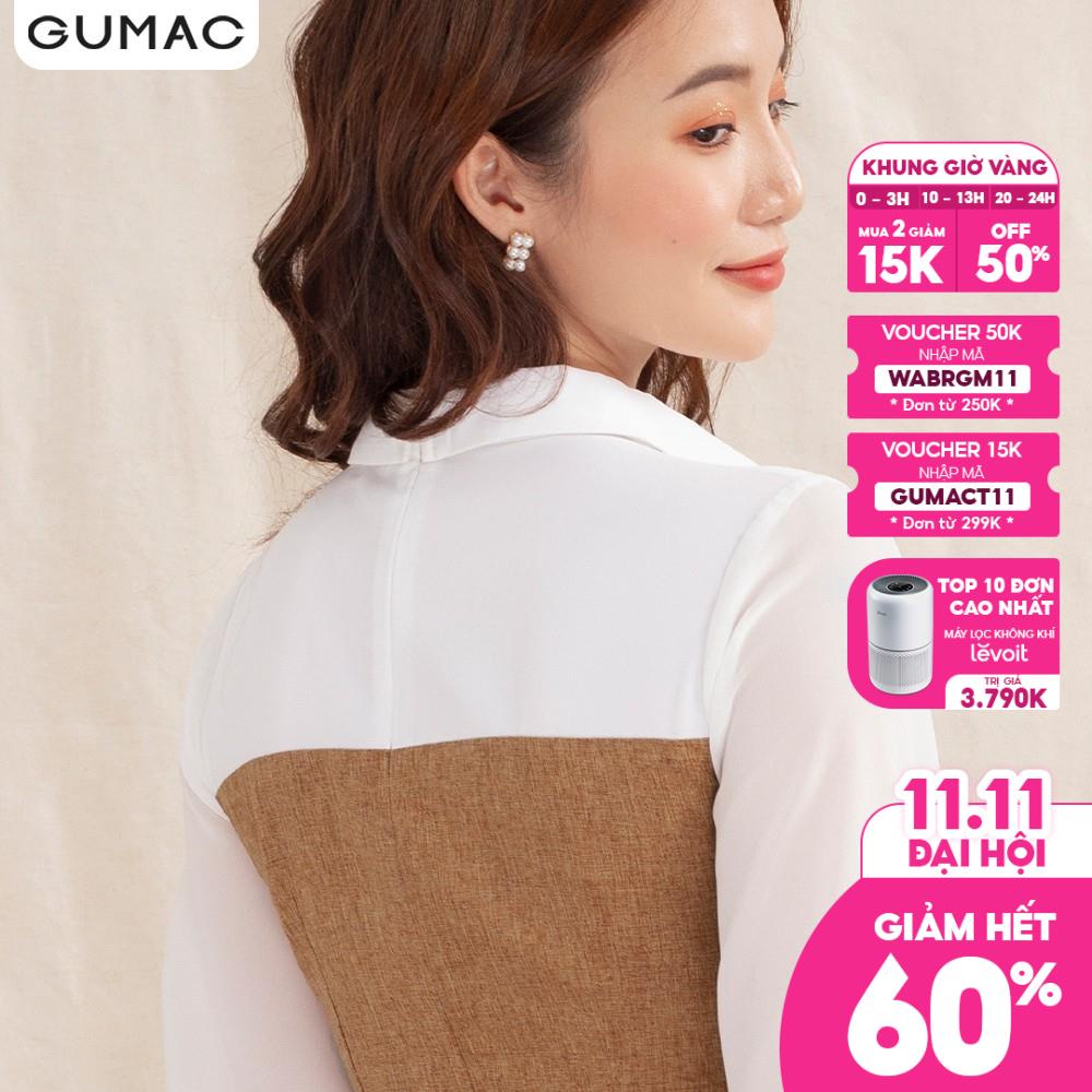 Đầm yếm phối đô trắng DA1061 GUMAC