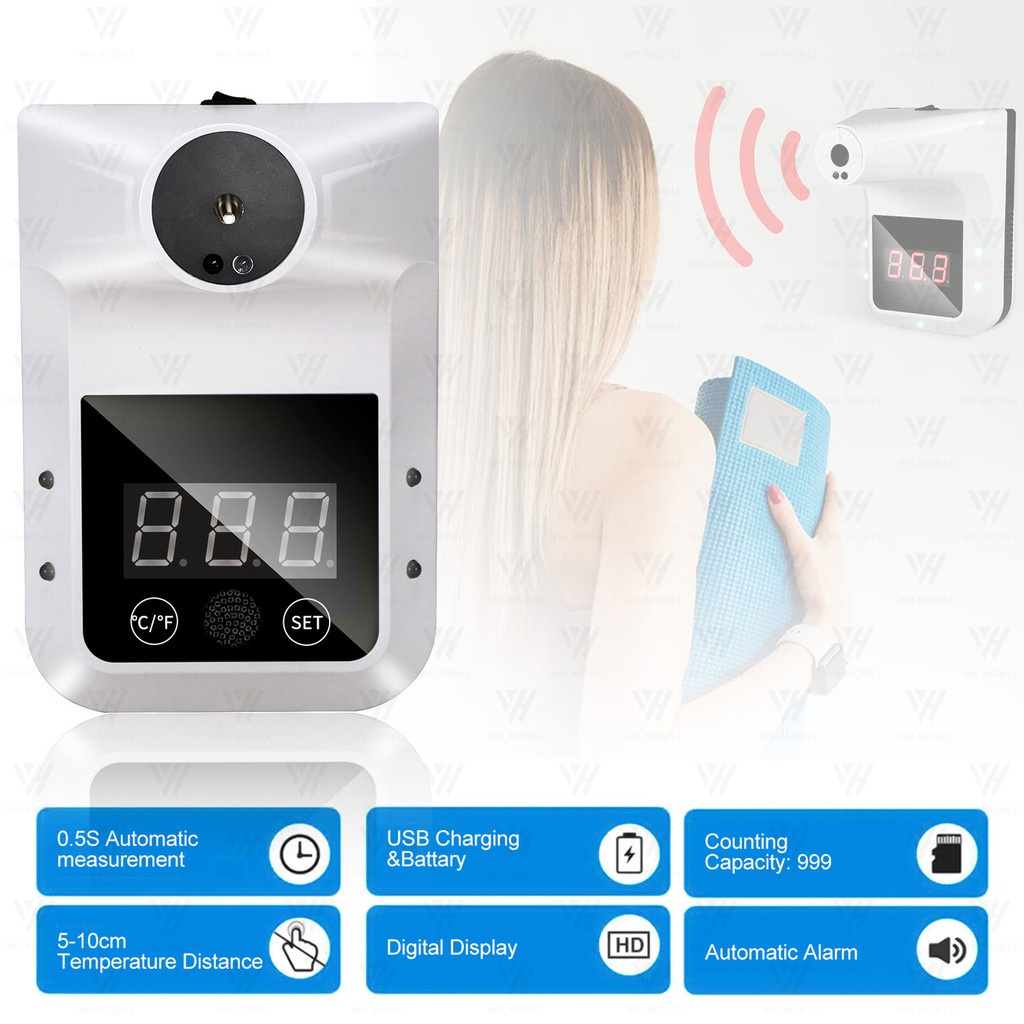 Nhiệt Kế Hồng Ngoại K3 Pro Gắn Tường Có Chuông Cảnh Báo Đa Năng Cho Văn Phòng