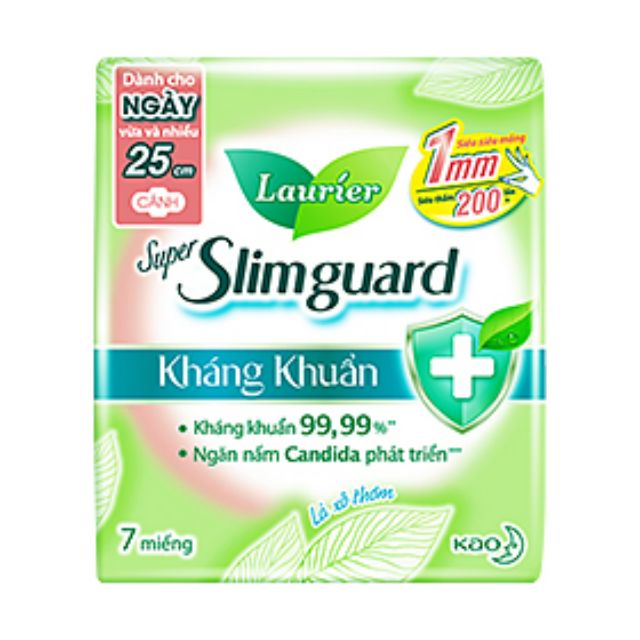 Laurier Super Slimguard Kháng khuẩn 25cm 7M