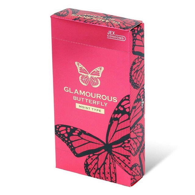 Bao cao su Jex Glamourous Butterfly Moist Type, bcs siêu mỏng nhiều gel kéo dài thời gian