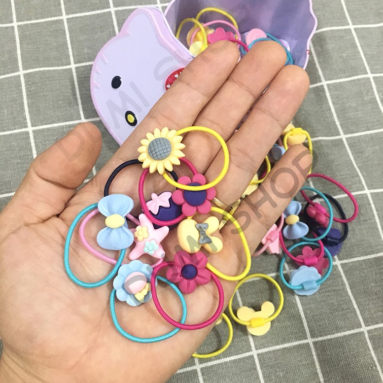 Hộp 40 Thun Cột Tóc Hello Kitty Dễ Thương Cho Bé
