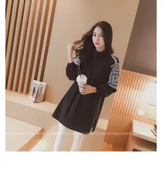AN19 Áo sơ mi nữ dáng dài