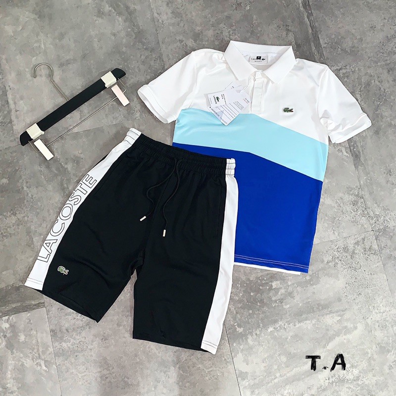 Bộ Hè Nam Cá Sấu Pha Màu Thêu Vạch Cực Sang | BigBuy360 - bigbuy360.vn