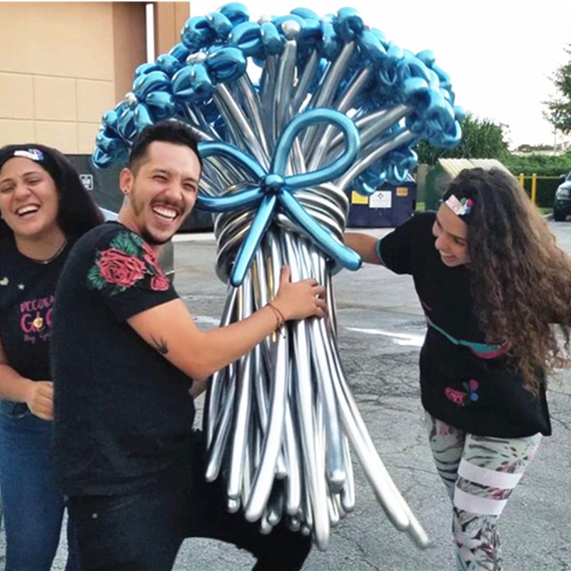 10 Bong bóng dài bằng cao su latex ánh kim loại ngọc trai crom dày dặn trang trí tiệc sinh nhật