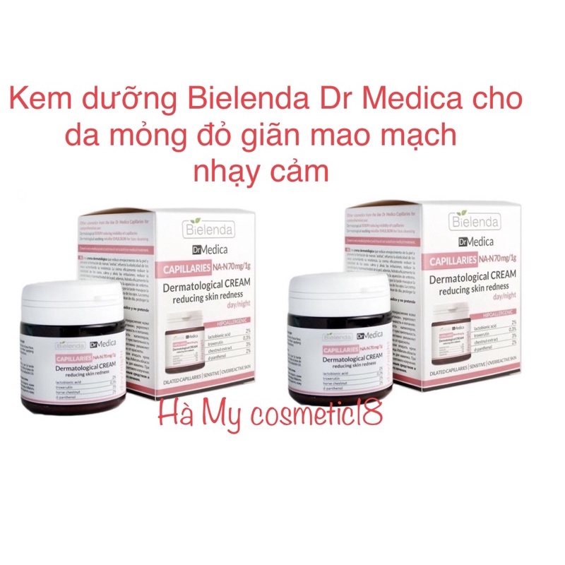 Kem dưỡng Bielenda Dr Medica cho da mỏng đỏ, giãn mao mạch, nhạy cảm ( trắng đỏ)