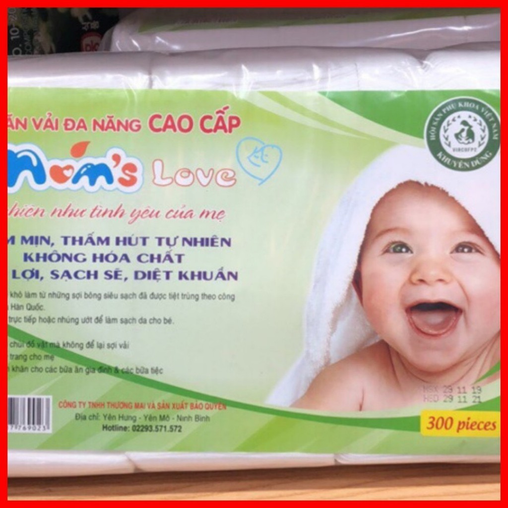 Khăn vải khô đa năng Moms Love ( Bịch 300 tờ )