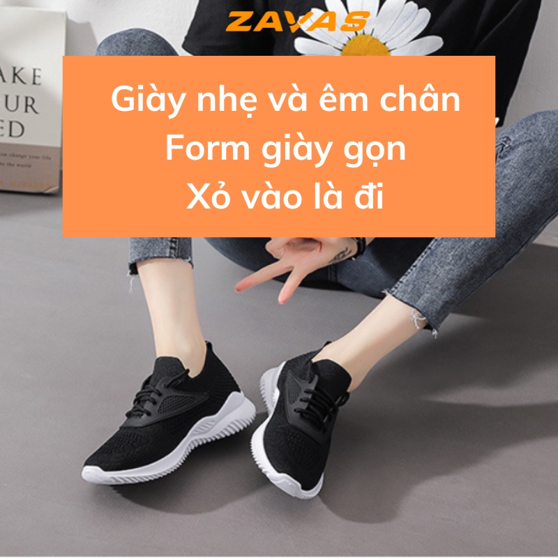 Giày thể thao sneaker nữ ZAVAS đế êm nhẹ giày xỏ vào là đi, lưới dày thoáng khí - S393