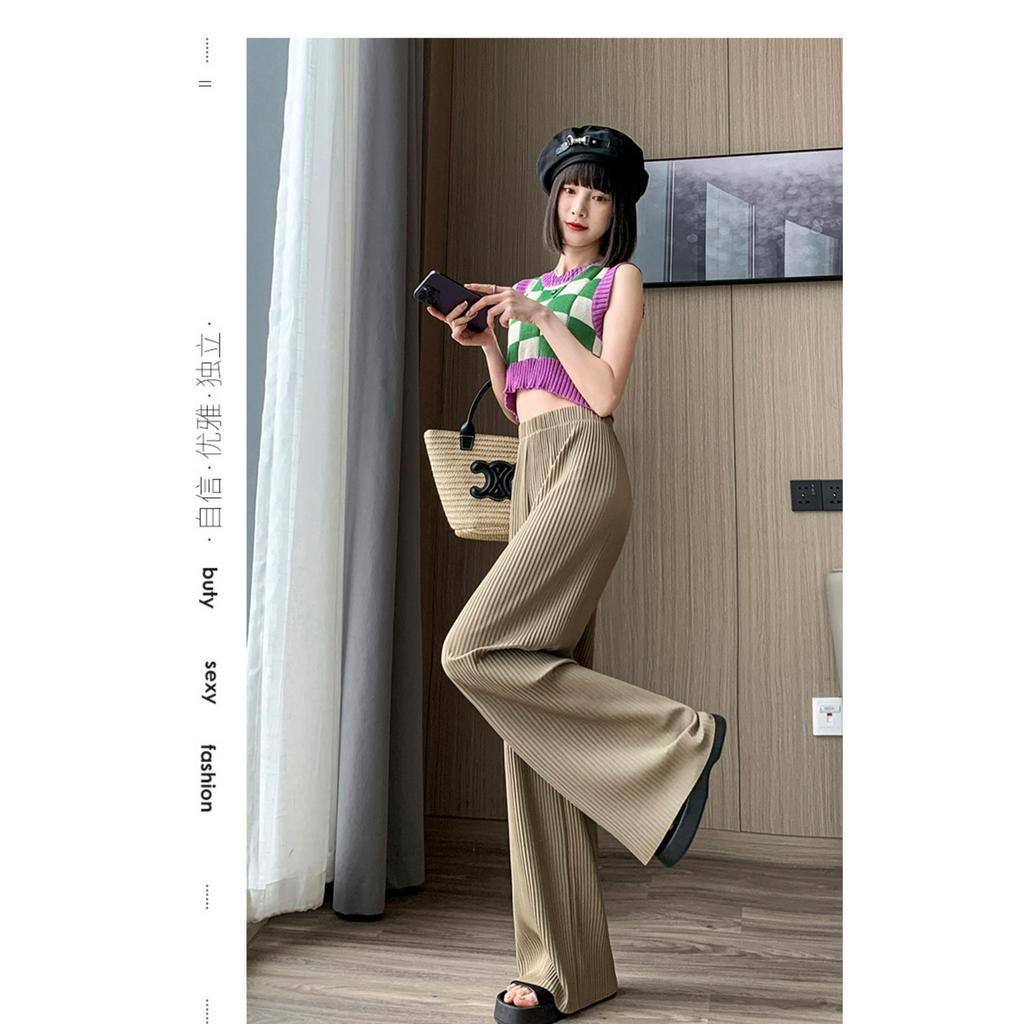 Quần dài nữ ống rộng lưng thun bigsize phong cách Hàn Quốc quần dài nữ ống suông chất liệu cao cấp thoáng mát hack chiều