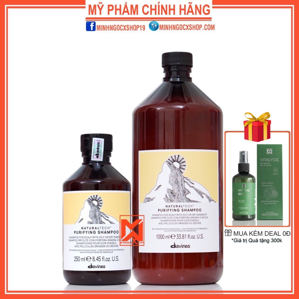 ✅[ DAVINES ] DẦU GỘI CHỐNG GÀU DAVINES PURIFYING 250 - 1000ML CHÍNH HÃNG