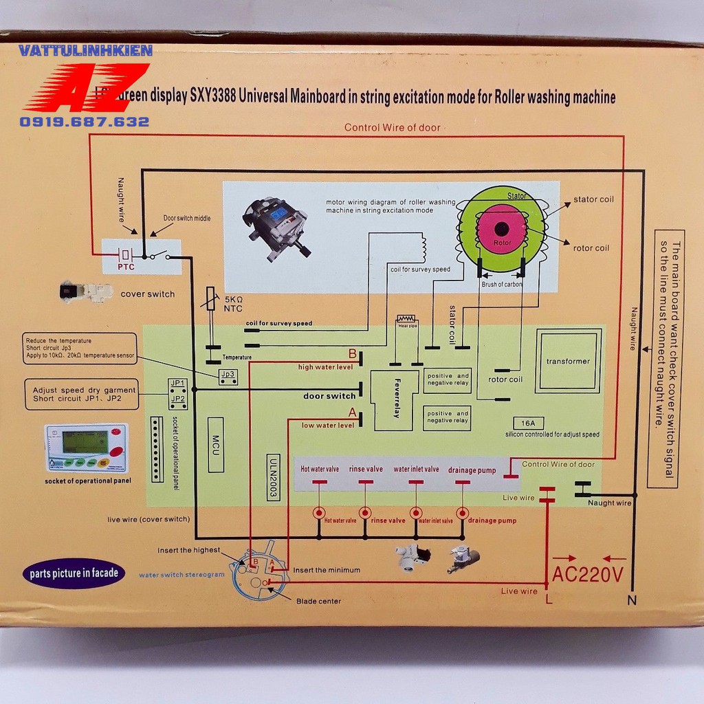 Bo mạch đa năng SXY-3388 cho máy giặt cửa ngang