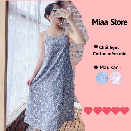Đầm hai dây Hoa nhí dáng suông dài qua gối phong cách vintage, Váy nữ hoa nhí hai dây - VDH01 | BigBuy360 - bigbuy360.vn
