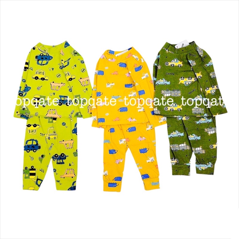 Bộ dài tay chất cotton hình quảng châu cổ 3 phân cho bé trai 5-17kg hình ô tô mã QATE103