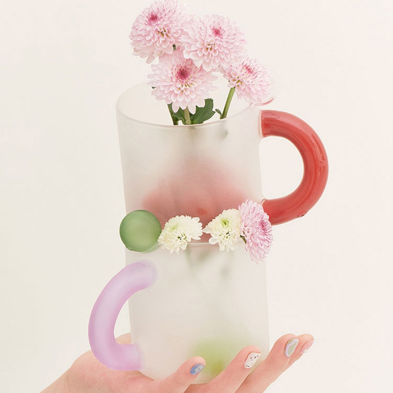 Ly Thủy Tinh Uống Nước Có Tay Cầm Bên Cạnh Dễ Thương Xinh Xắn