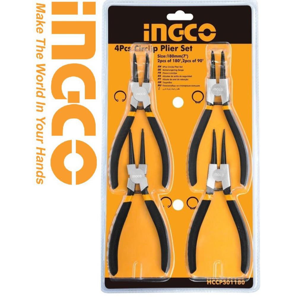 [INGCO] Ingco Bộ 4 kìm mở phe 7inch 180mm Circlip Plier Set HCCPS01180