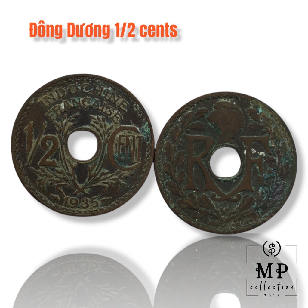 Xu Việt Nam đông dương 1/2 cent 1936 hoặc 1938 Indochine sưu tầm
