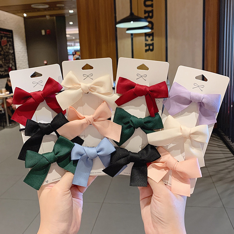 Kẹp Tóc / Dây Buộc Tóc Hình Nơ Vải Satin Phong Cách Hàn Quốc