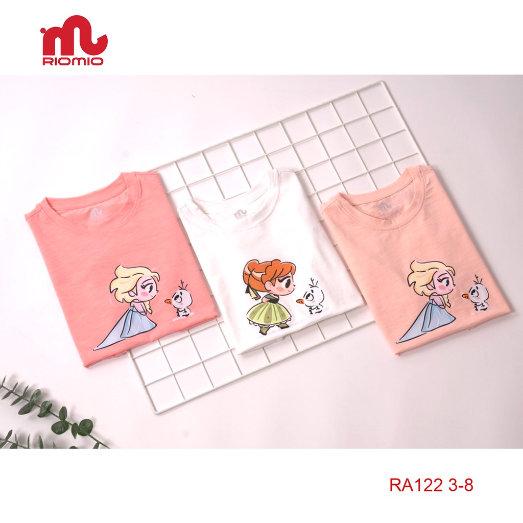 Áo thun bé gái ngắn tay RIOMIO vải cotton 4 chiều cao cấp thoáng mát hoạ tiết công chúa Anna - Elsa Pricess - RA122