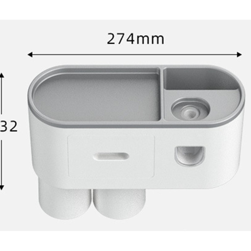 Kệ Để Bàn Chải Kem Đánh Răng OENON, Cốc Hút Từ Tính Nhả Kem Đánh Răng Tự Động Không khoan tường 2 cốc