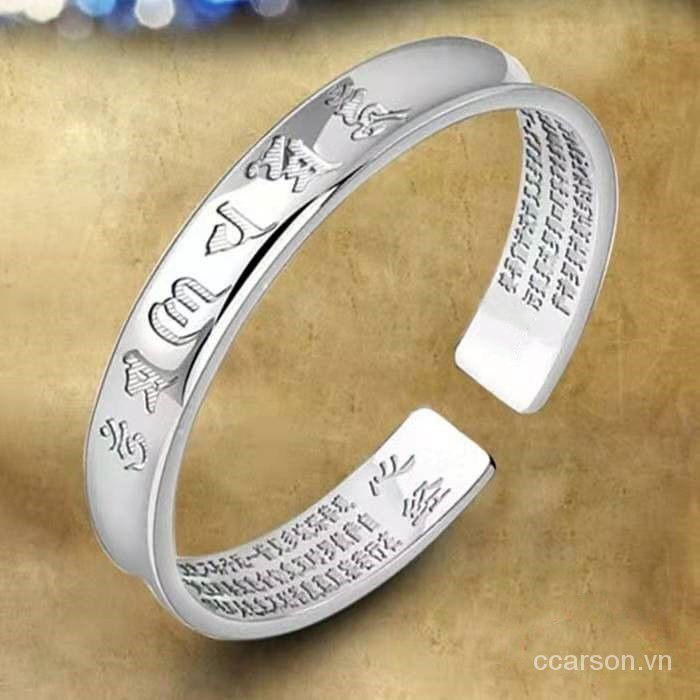 Gửi Nhẫn/999Trái Tim Vòng Đeo Tay Nam Giới Và Phụ Nữ Mở Sáu Vòng Đeo Tay Cổ Điển Qua Sterling Silver Kinh Điển Phật Giáo Đồ Trang Sức Quà Tặng