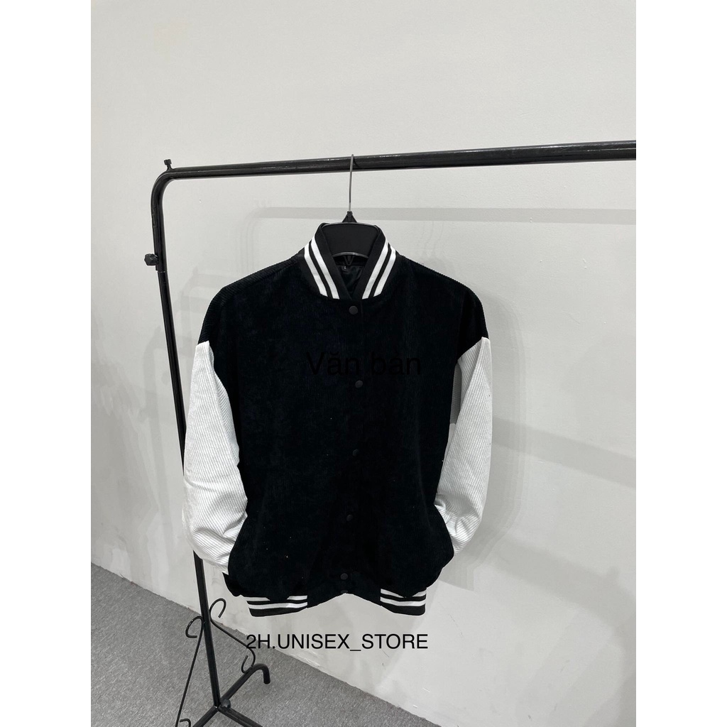 ÁO KHOÁC BOMBER UNISEX NAM NỮ CHẤT NHUNG TĂM  PHỐI 2 MÀU FORM OVERSIZE THỜI TRANG 2H.UNISEX_STORE