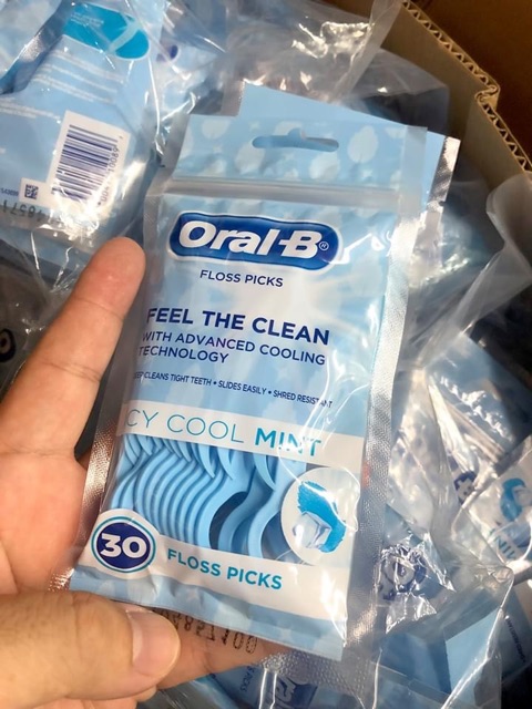 Tăm chỉ nha khoa Oral-B Complete Icy Cool Mint💙💙💙 gói 30 cây