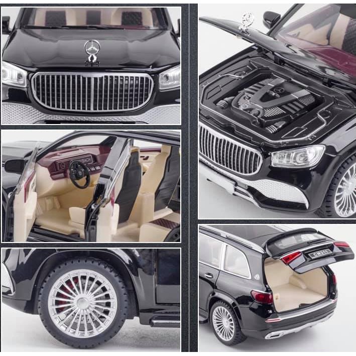 Mô Hình Xe 𝐌𝐞𝐫𝐜𝐞𝐝𝐞𝐬 𝐆𝐋𝐒 𝟔𝟎𝟎 𝐌𝐚𝐲𝐛𝐚𝐜𝐡 tỷ lệ 1:24 Hợp kim nhôm cao cấp, có hệ thống lái, âm thanh, ánh sáng,có đế trang trí