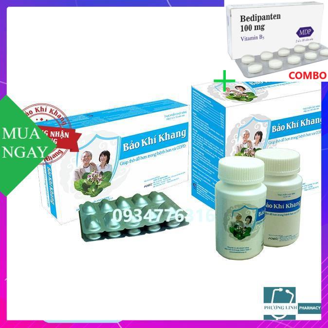 Combo Bedipanten 100mg +  Bảo khí khang - Tăng cường sức khỏe hô hấp - Hộp to 120 viên