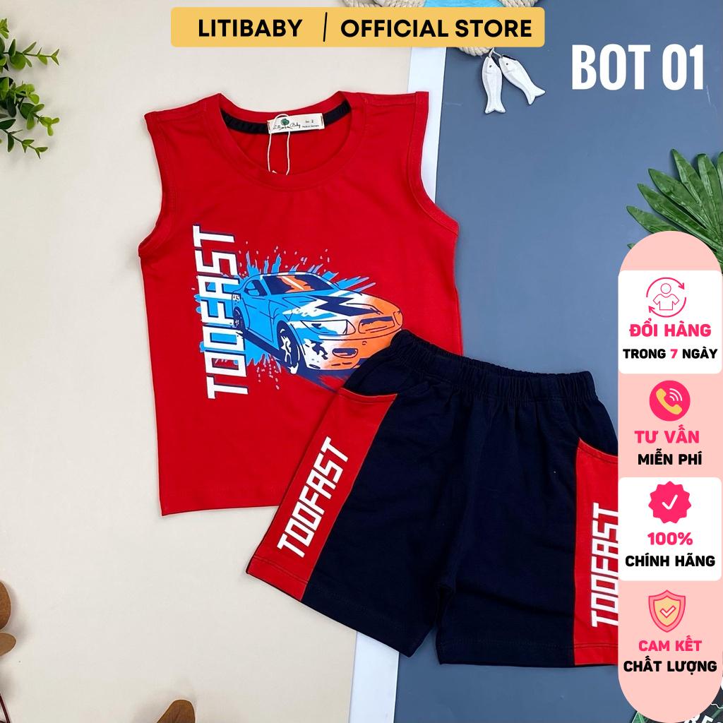 Bộ cotton sát nách LITIBABY hình ô tô TOOFAST, size 2/8T