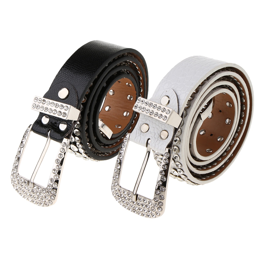 Thắt lưng da bò đính hạt đá lấp lánh