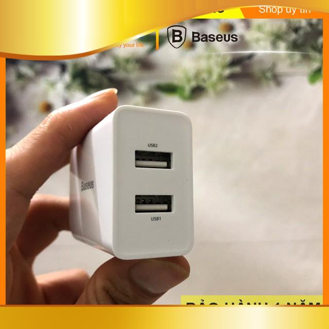 Cục sạc Iphone chính hãng Baseus M02, 02 cổng ra, 10.5W Max 5V/2.1A điều chỉnh dòng thông mình th