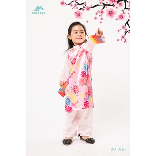 Set áo dài cổ tàu HT bé gái B91206