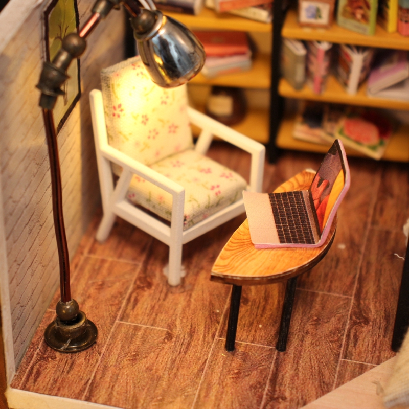 mô hình đồ chơi lắp gáp gỗ vật dụng trang trí handmake ngôi nhà lãng mạn mini thu nhỏ M030 có đèn