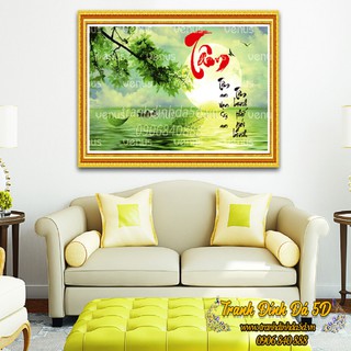 TRANH ĐÍNH ĐÁ CHỮ TÂM 80x52CM