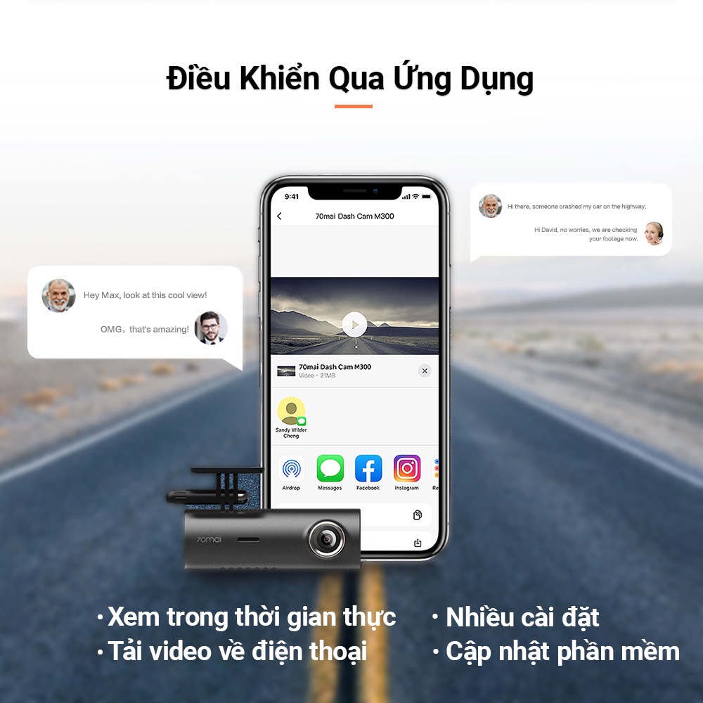 Camera Hành Trình Ô Tô Xiaomi  70 Mai M300,Bản Quốc Tế-Phân Giải 2K-Cảm Biến Sony-Cảnh Báo Va Chạm,Lệch Làn,Góc Rộng