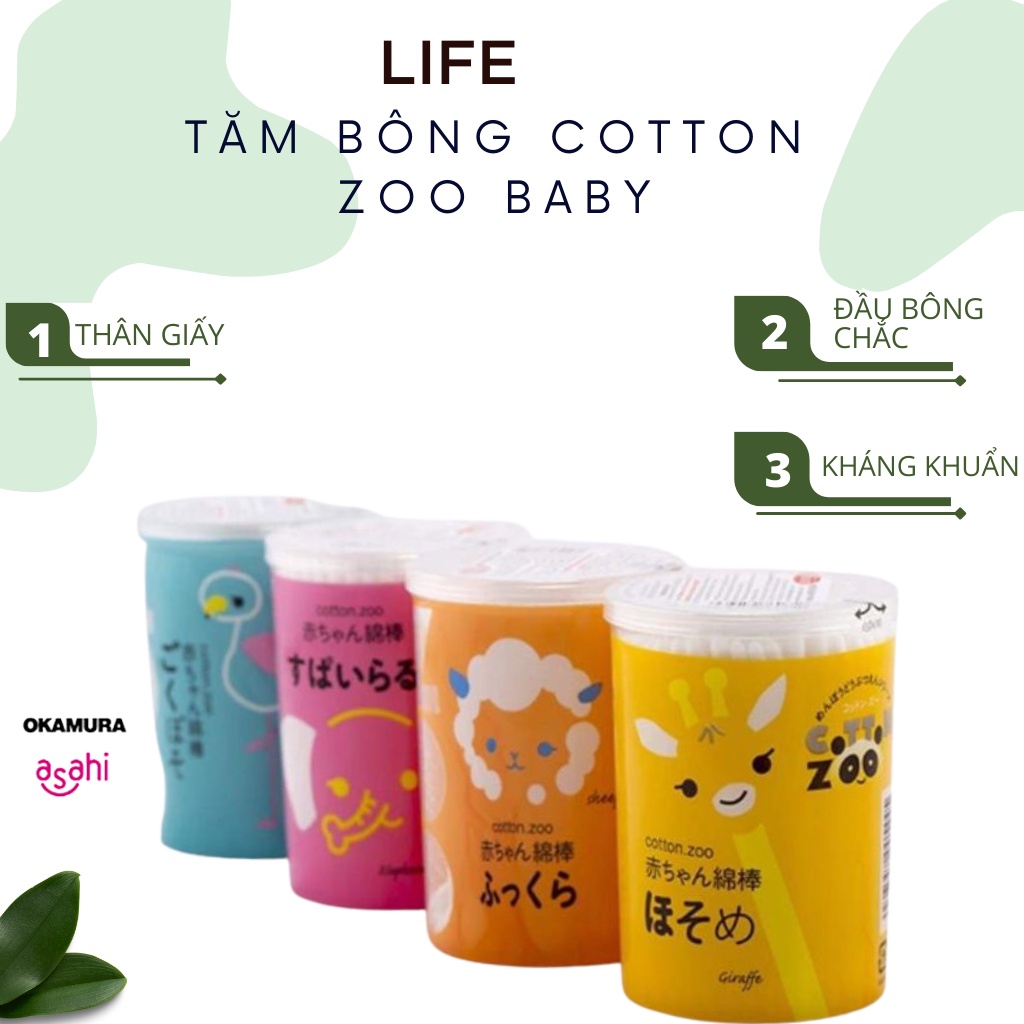 Tăm bông ngoáy tai kháng khuẩn cho bé cotton zoo ngộ nghĩnh