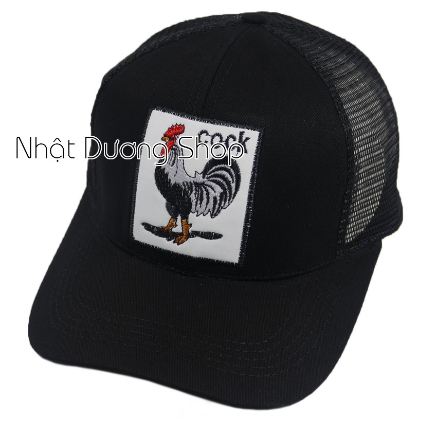 Nón kết lưới thêu hình con gà COOK cao cấp, khóa nhựa - Kiểu dáng thời trang cá tính thích hợp cho mọi người