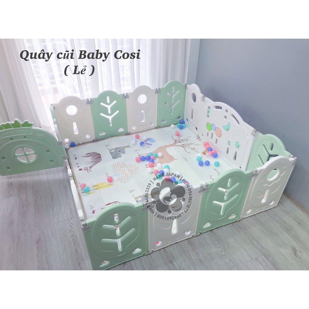 [Mã MKBC13 giảm 80k đơn 1 triệu] Quây cũi nhựa BABY COSI: gấp gọn, tặng thảm, bóng bảo hành chính hãng