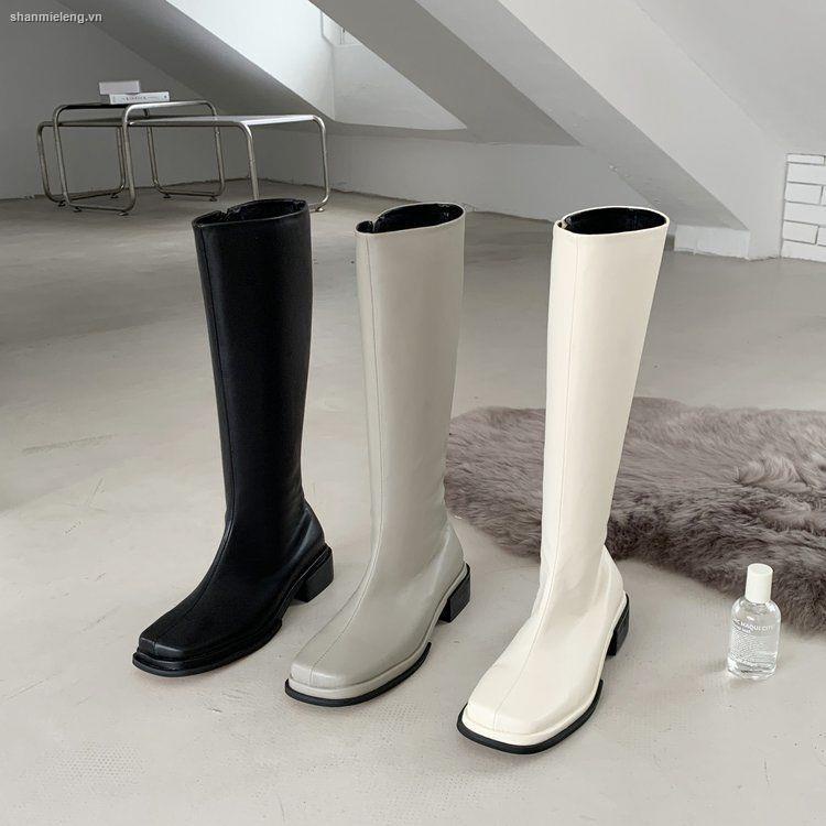 Giày bốt ống cao gót bằng mũi vuông phong cách Hàn Quốc thời trang xuân thu cho nữ | BigBuy360 - bigbuy360.vn