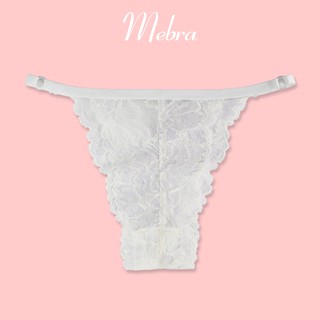 Quần lót nữ ren dây màu trắng kiểu dáng sexy thương hiệu Mebra, ren hoa mềm co giãn thấm hút tốt không gấp nếp