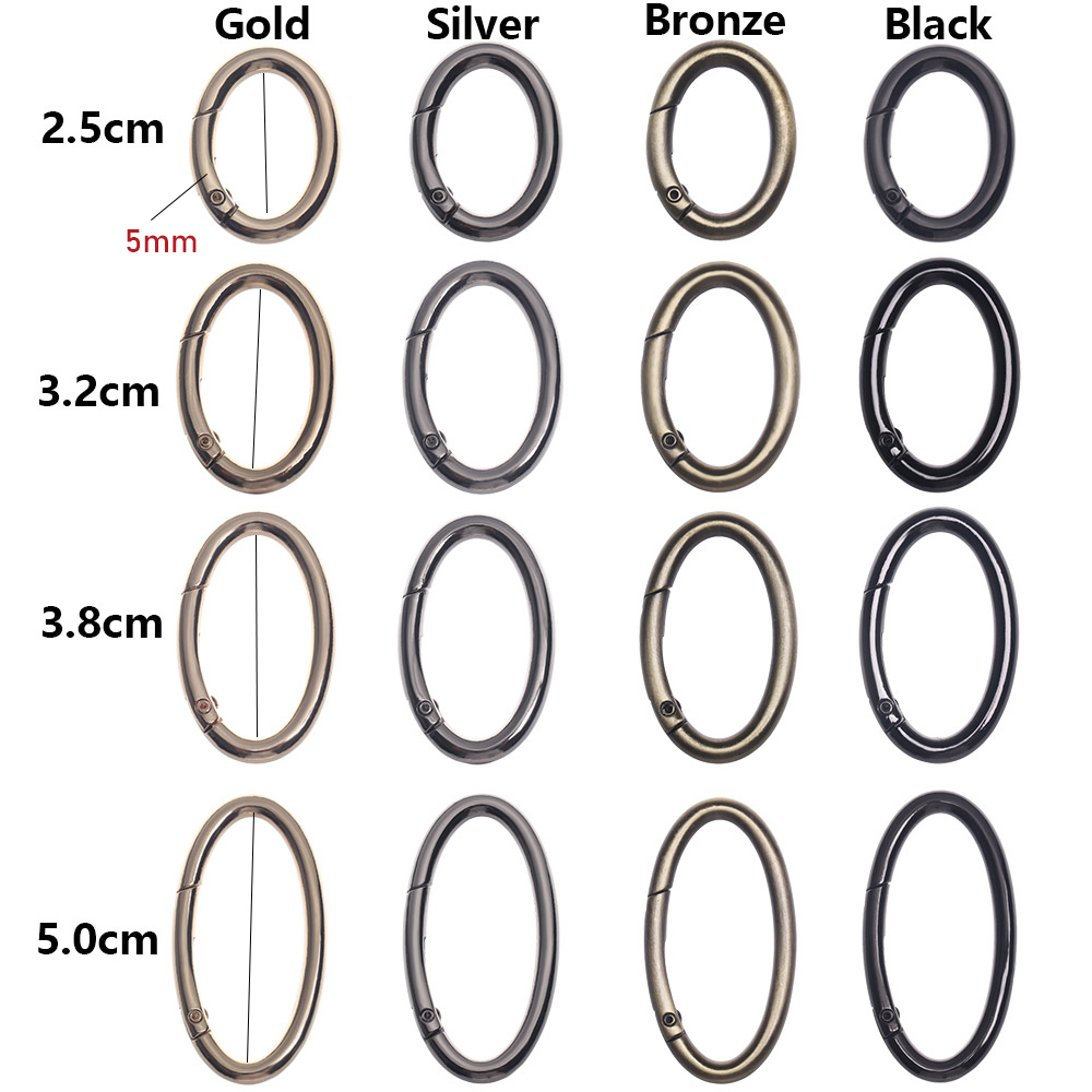 Bộ 1 / 2 / 5 móc khóa gắn ví / dây túi xách hình bầu dục làm từ hợp kim kẽm