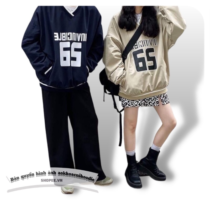 Áo thu đông nam nữ , áo sweater nỉ form rộng 2 màu cổ V in 65 dài tay dễ phối đồ Freeship | BigBuy360 - bigbuy360.vn