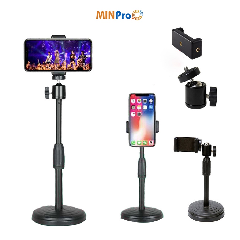 Giá đỡ điện thoại để bàn kẹp chống lưng 360 giá livestream cho iPhone Samsung Xiaomi Tablet MINPRO