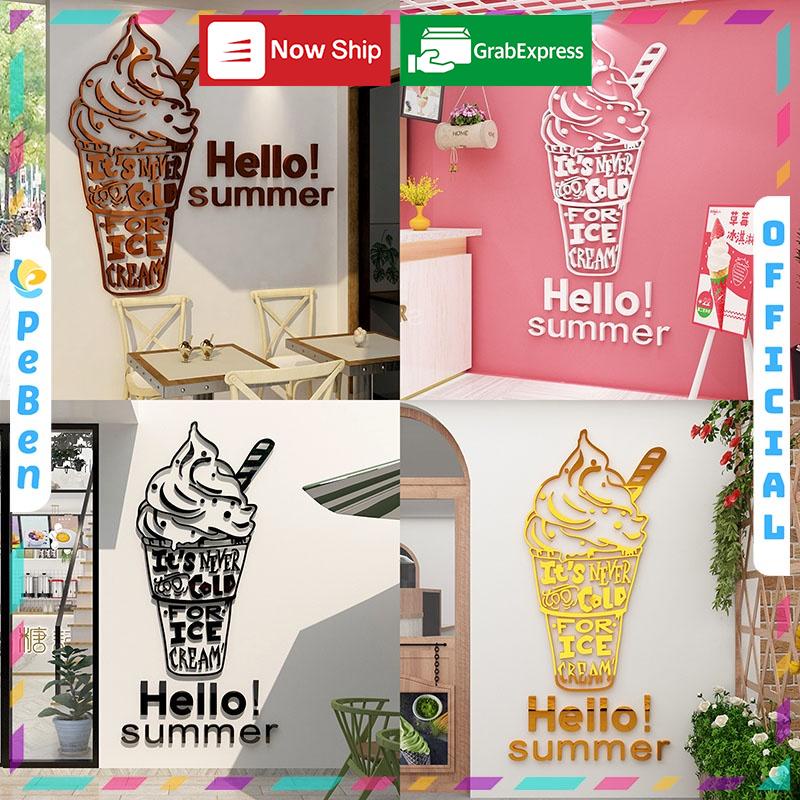 Tranh Mica trang trí Ice cream summer kem Trang trí phòng cho bé, Trường mầm non - EPeBen