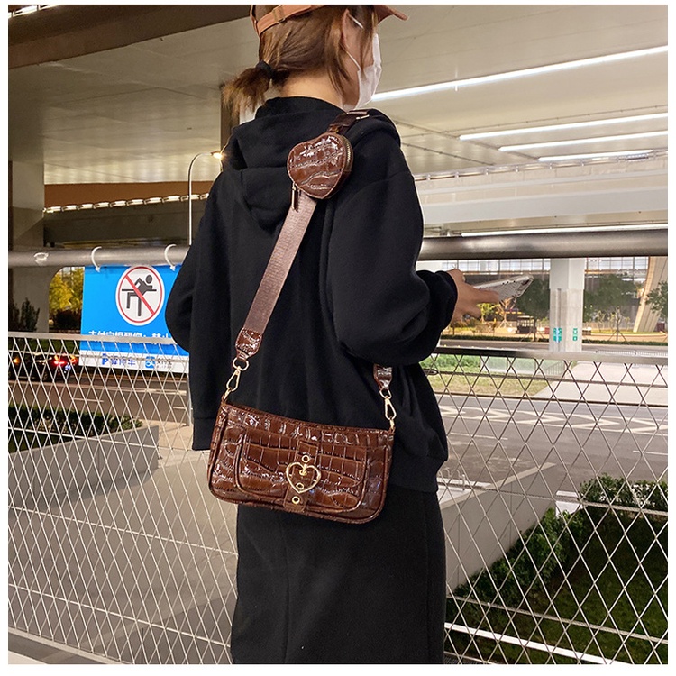 Túi Xách Đeo Vai / Kẹp Nách Họa Tiết Da Cá Sấu Thời Trang 2021 Dành Cho Nữ