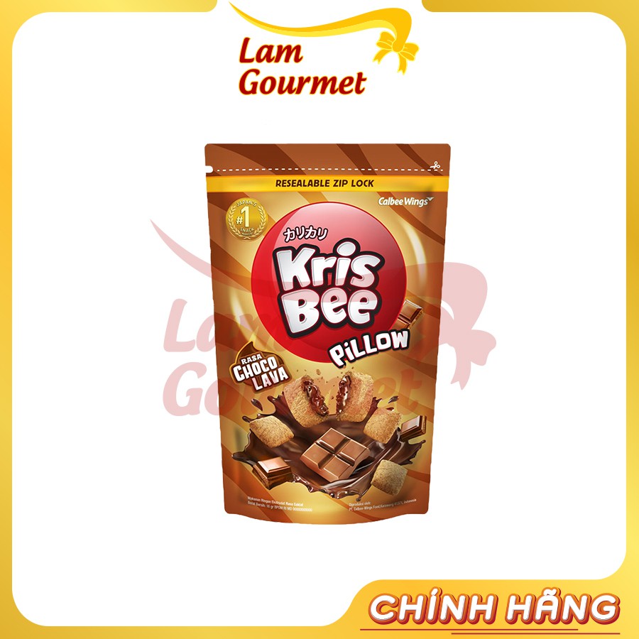 Bánh Snack Kris Bee Pillow Ăn Vặt Nhân Dâu và Socola Tan Chảy 110g - Lam Gourmet