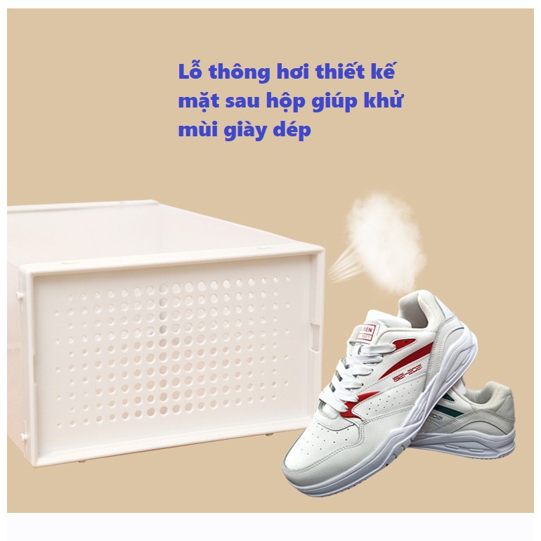Combo 10 Hộp Đựng Giày Lắp Ghép, Tủ Sắp Xếp Giày Thông Minh Mẫu Mới Chịu Lực 6kg Tặng kèm hút ẩm