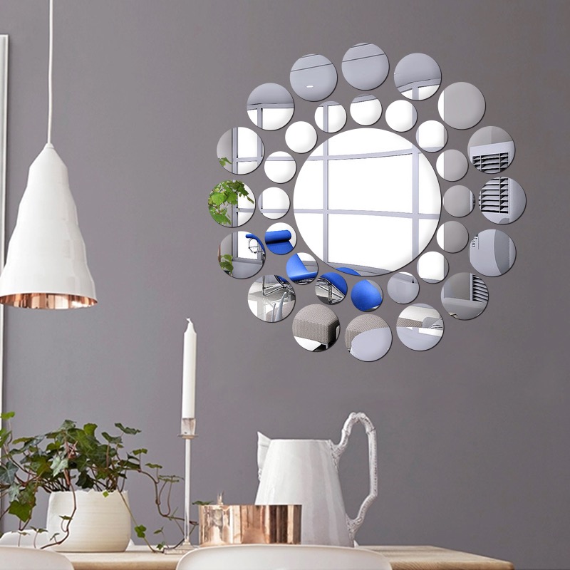 Bộ 30 Miếng Gương Dán Tường Acrylic 3D